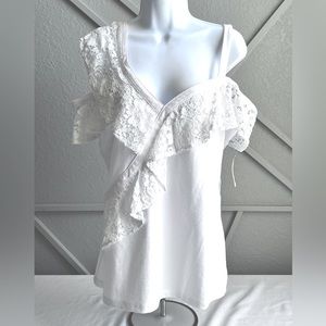 Inc International Concepts Ruffle Front
Lace Cold Shoulder Top